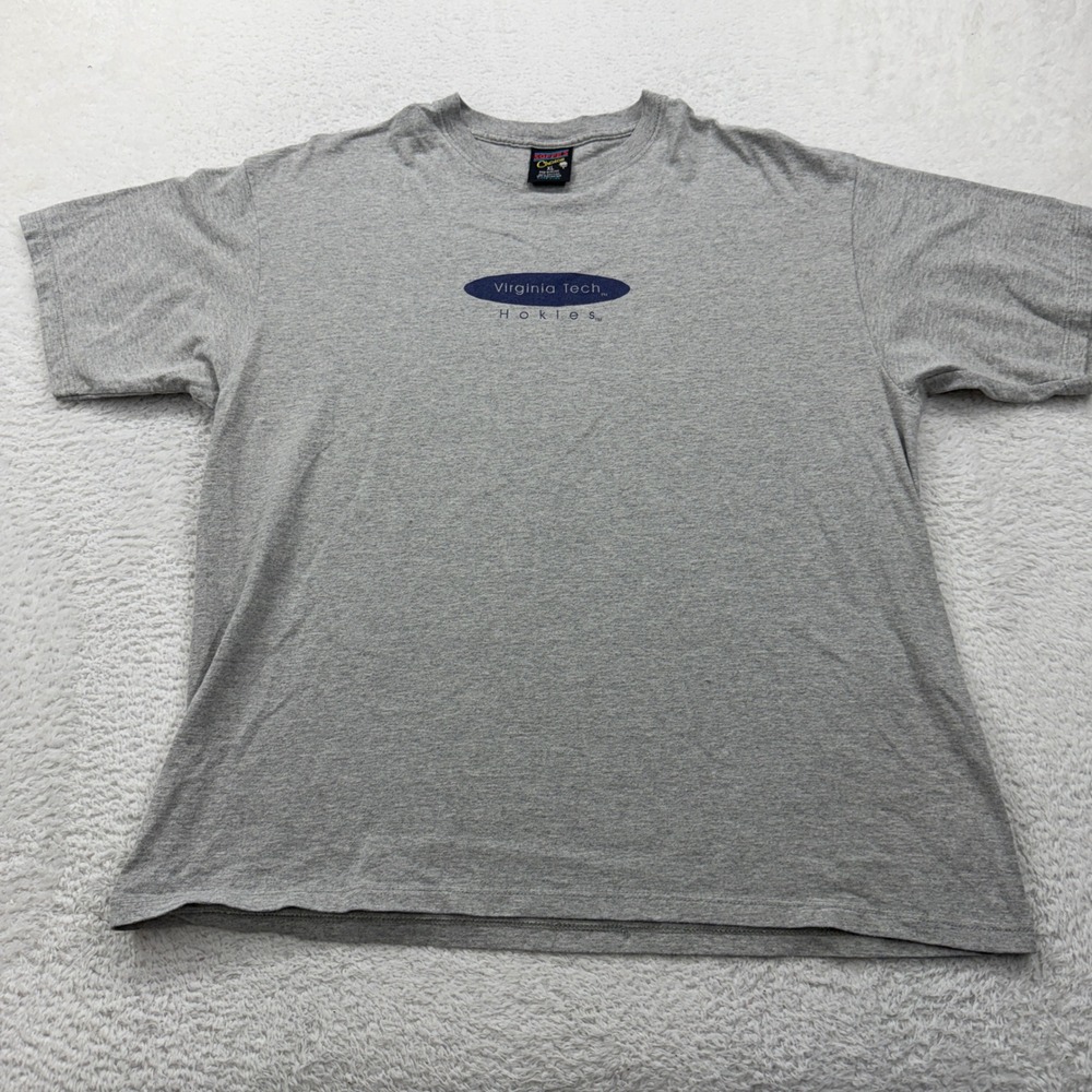 VTG 90s Y2K Virginia Tech Hokies Gray T Shirt Soffes Choice XL  Cotton Blend